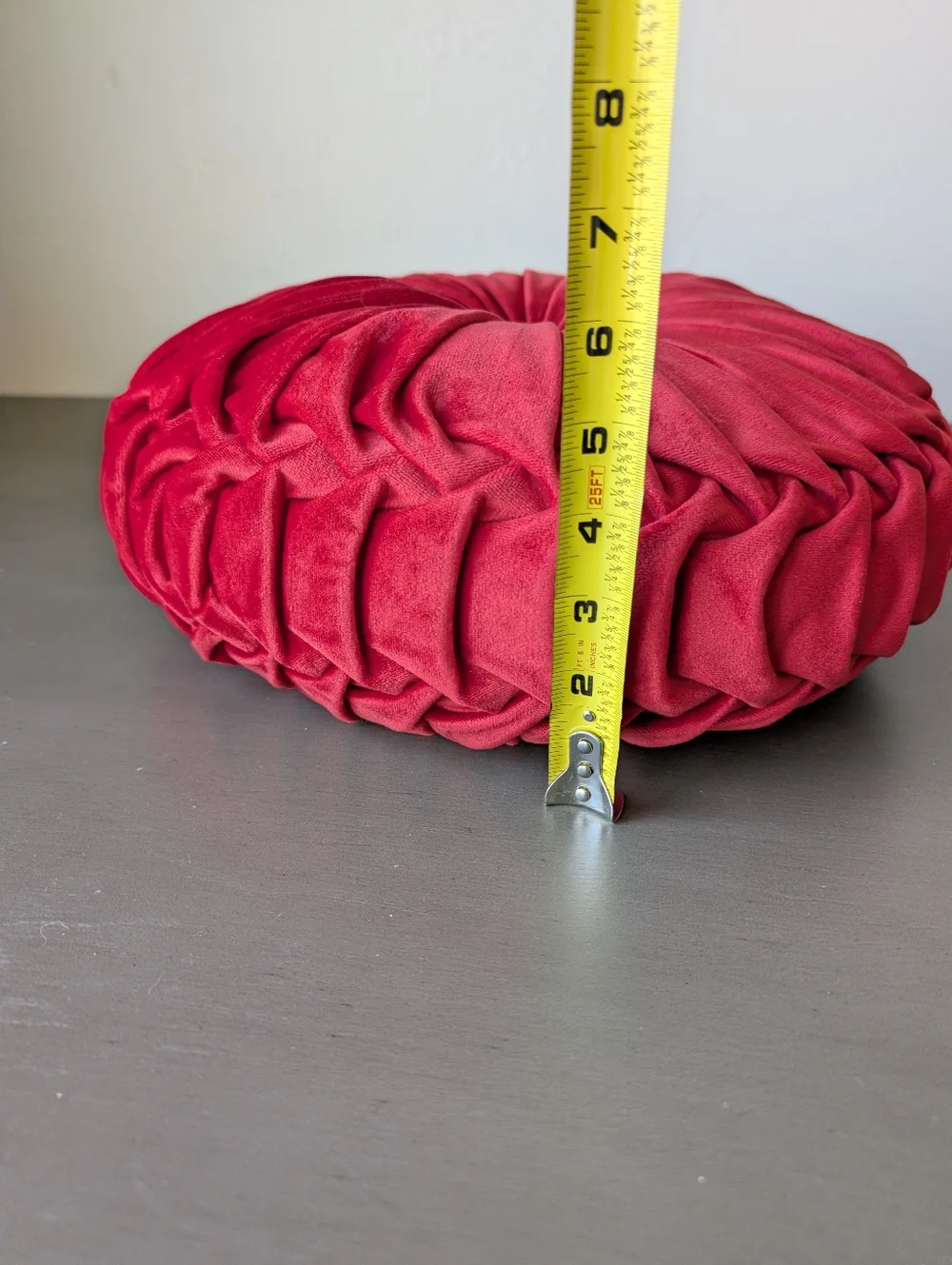 Red Plush Round Velvet Throw Pillow 13